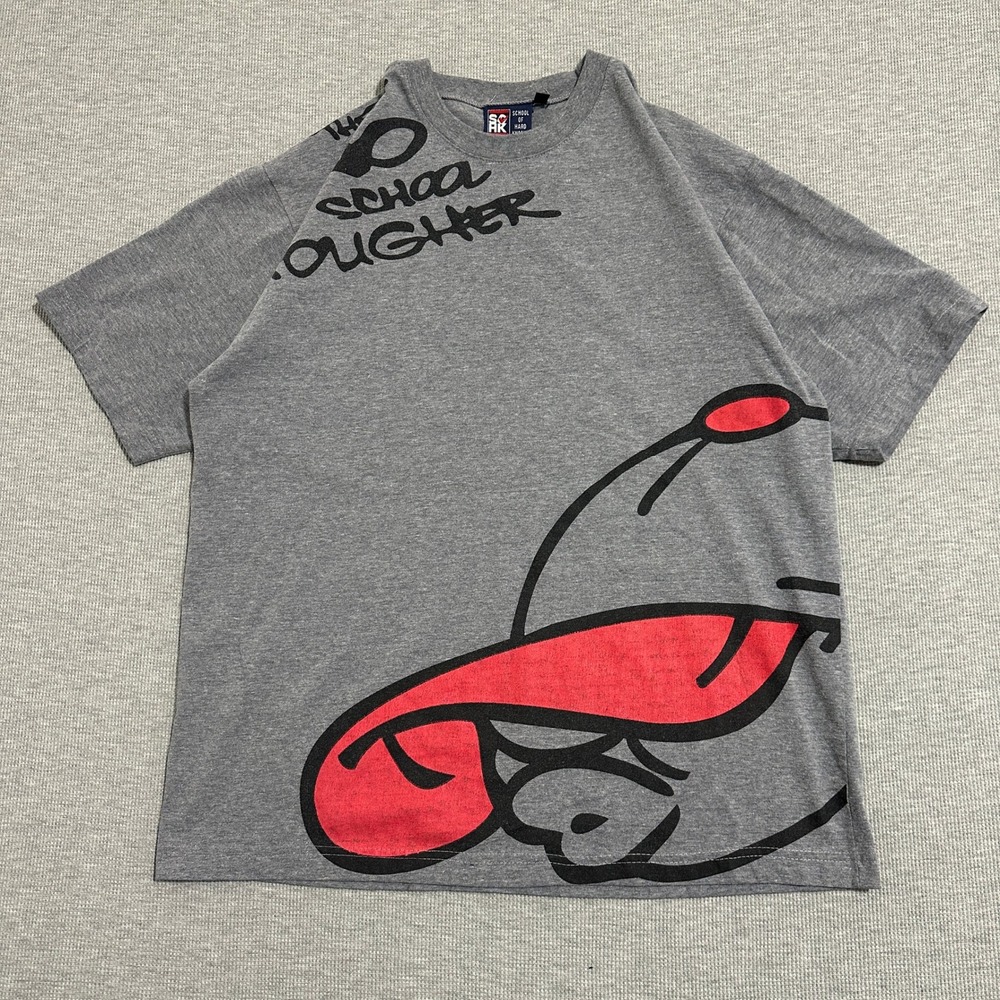 Y2K School of Hard Knocks SOHK Oversized Graphic Tee Heather Gray Extra Large
